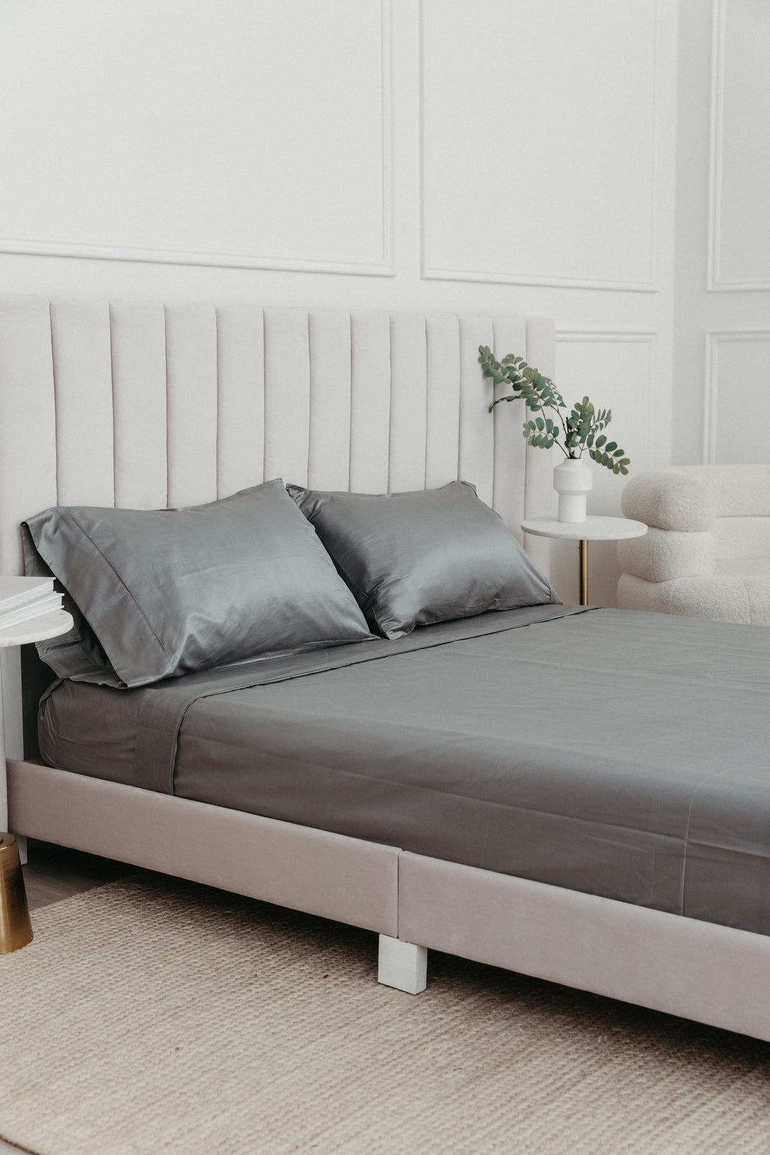 Cotton & Silk Flat and Fitted Sheet Set